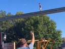 A lost boy wandering elevated monorail line in Hersheypark is saved by another parkgoer.