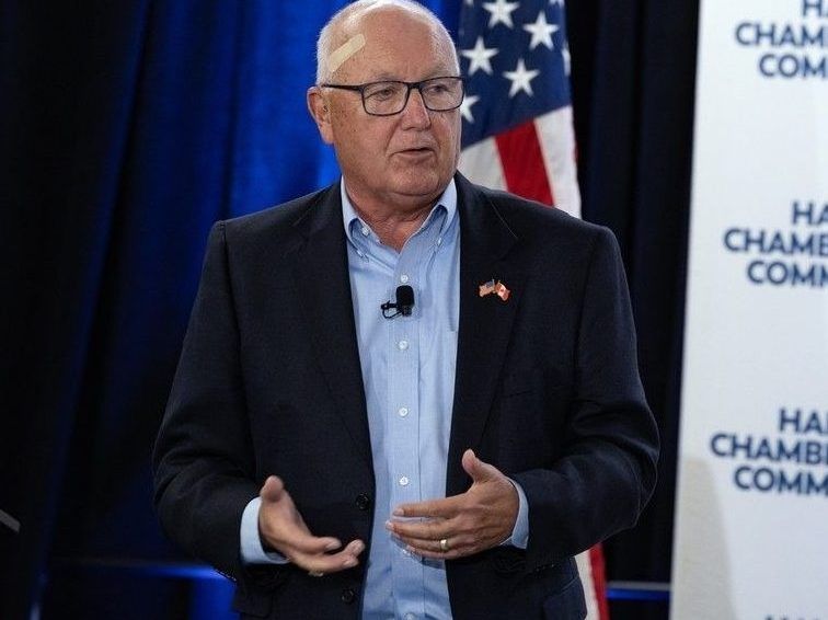 Pete Hoekstra, US Ambassador to Canada, pictured speaking during a luncheon at the Halifax Chamber of Commerce.