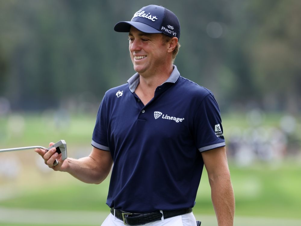 Justin Thomas reacts on the second green during the second round of the Procore Championship 2025 on Sept. 12, 2025.