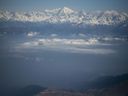 This picture taken from a commercial aircraft shows an aerial view of the Himalayan mountain range near Kathmandu.
