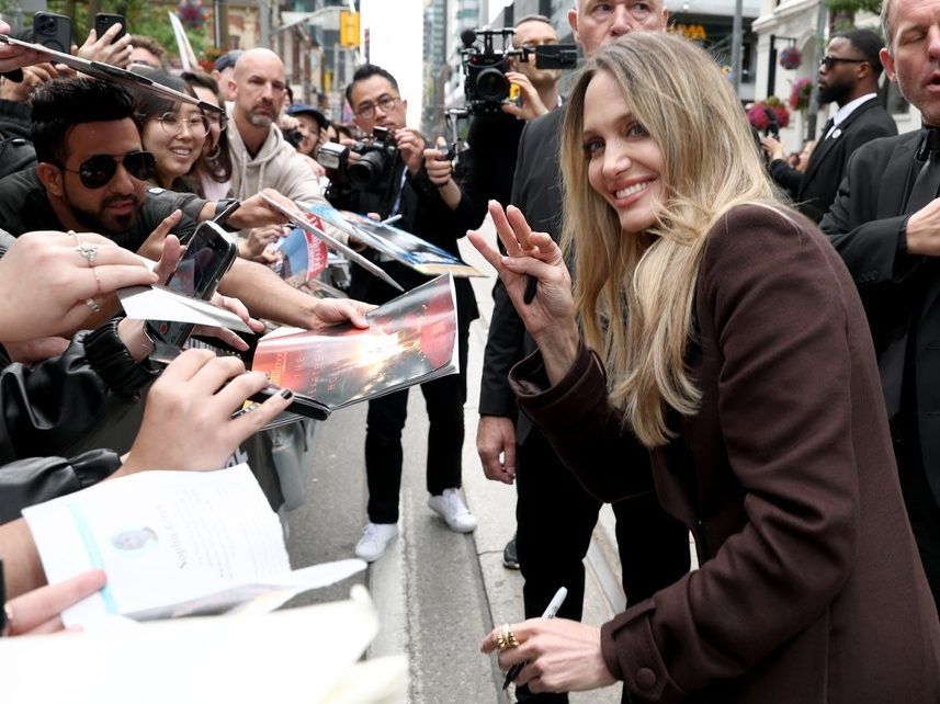 Angelina Jolie attends the premiere of "Couture" during the 2025 Toronto International Film Festival at Princess of Wales Theatre on Sept.7, 2025 in Toronto.