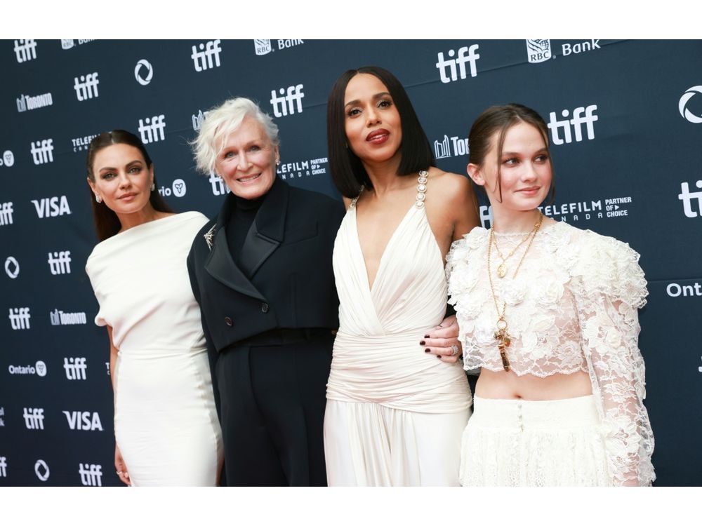 Actresses Mila Kunis, Glenn Close, Kerry Washington and Cailee Spaeny attend the premiere of “Wake Up Dead Man: A Knives Out Mystery” during the Toronto International Film Festival. (Cole Burston/AFP)