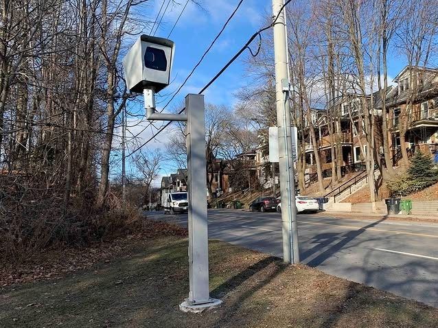 The speed camera on Parkside Drive in Toronto, which was a frequent target of vandalism. 