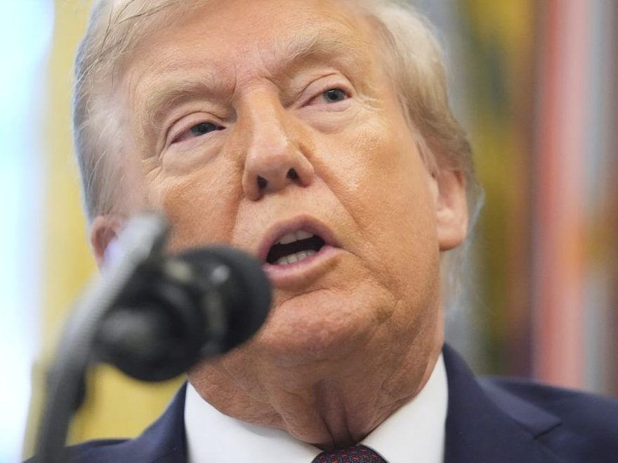 President Donald Trump speaks during an event about the relocation of U.S. Space Command headquarters from Colorado to Alabama in the Oval Office of the White House, Tuesday, Sept. 2, 2025, in Washington.