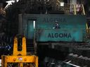 A worker is shown at Algoma Steel in Sault Ste. Marie, Ont., on Friday, April 25, 2025.