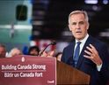 Prime Minister Mark Carney speaks at a press conference in Mississauga on Friday, Sept. 5, 2025.