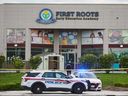 Police block off First Roots Early Education Academy after a car drove through its window in Richmond Hill, Ont., on Wednesday, Sept. 10, 2025.