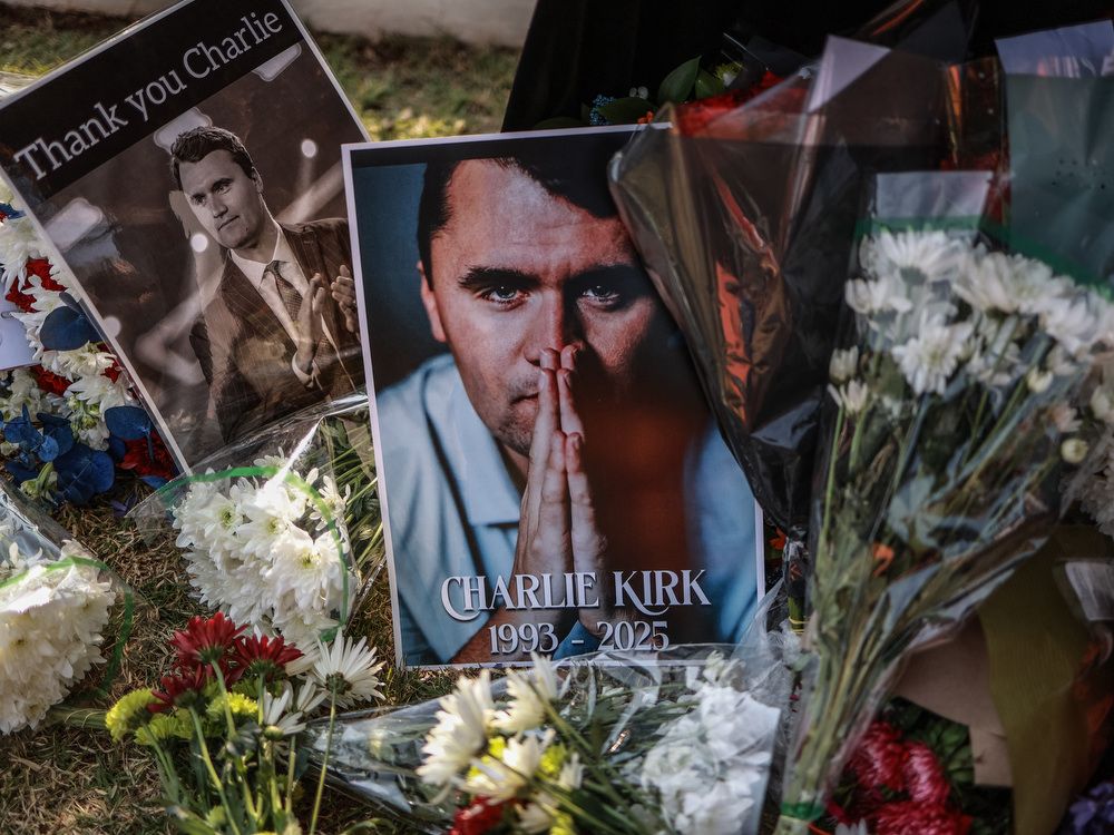 A general view of a wreath laid by mourners outside the US Embassy in Pretoria on September 11, 2025 following the fatal shooting of US youth activist and influencer Charlie Kirk while speaking during an event at Utah Valley University in Orem, Utah, United States. US youth activist and influencer Charlie Kirk, a major ally of President Donald Trump, was shot on September 10, 2025 at a US university.
Kirk was speaking at an event at Utah Valley University when the attack happened. (Photo by PHILL MAGAKOE/AFP via Getty Images)