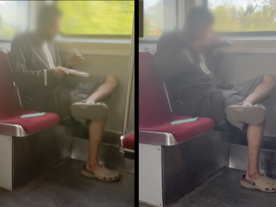 People have become accustomed to seeing people in a Zombie-like state on the trains, streetcar or buses, or in the stations, and of seeing and smelling marijuana and crack cocaine being smoked.  But someone doing a line of cocaine? 