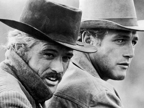 Robert Redford (left) and Paul Newman in a still from the film, “Butch Cassidy and the Sundance Kid,” directed by George Roy Hill, 1969.