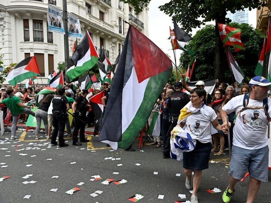 The Vuelta has been marked by several pro-Palestinian protests this year with the 11th stage cut short in Bilbao.