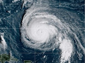 This satellite image provided by Noaa shows Hurricane Hamberto on Sunday, September 28, 2025.