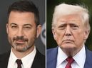 Late-night host Jimmy Kimmel, left, and U.S. President Donald Trump are seen in this combination file photo.