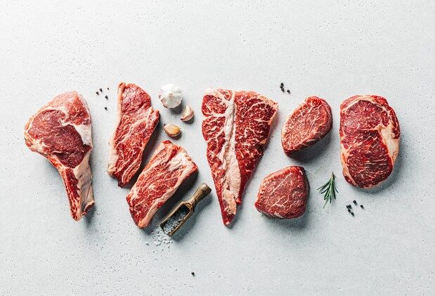 This stock image shows pieces of beef. Sergey Kotenev/Unsplash