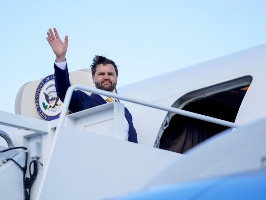 US Vice President JD Vance boards Air Force Two en route to Israel at Joint Base Andrews on October 20, 2025. (Nathan HOWARD/POOL/AFP) US Vice President JD Vance boards Air Force Two en route to Israel at Joint Base Andrews on October 20, 2025. (Nathan HOWARD/POOL/AFP)