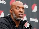 Portland Trail Blazers head coach Chauncey Billups speaks during a press conference earlier this year.