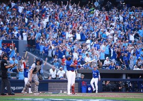 Vladimir Guerrero Jr. #27 of the Toronto Blue Jays hits a grand slam