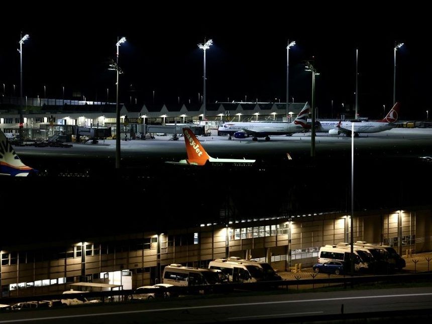 A photo of several grounded planes. (Michaela STACHE/AFP)