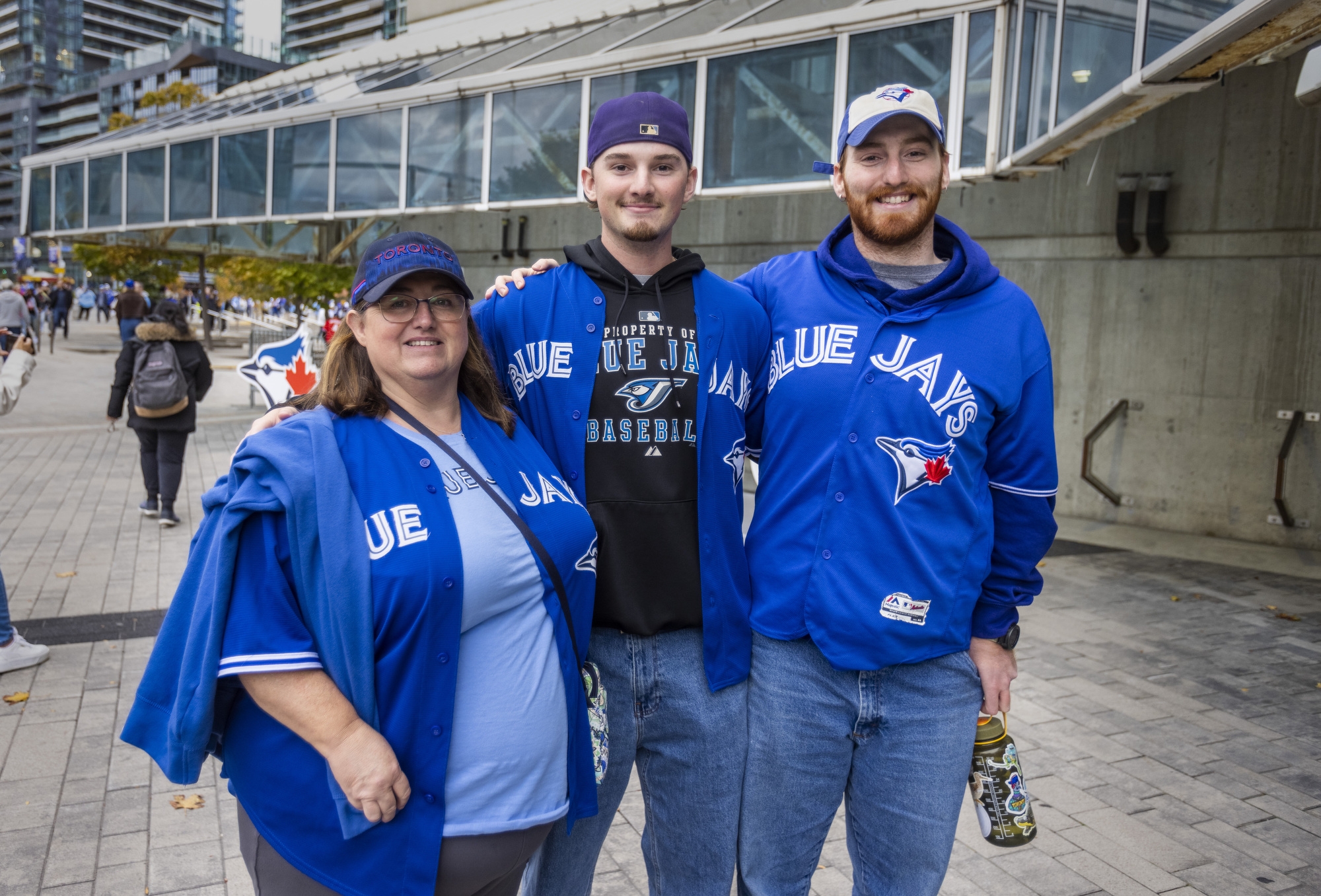 Cindy Gerard and her sons Alex and Jacob seen outside Rogers Centre before Game 1 of the World Series between the Toronto Blue Jays and Los Angeles Dodgers on Oct. 24, 2025.  Cindy Gerard and her sons Alex and Jacob seen outside Rogers Centre before Game 1 of the World Series between the Toronto Blue Jays and Los Angeles Dodgers on Oct. 24, 2025.