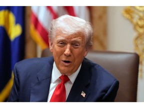 President Donald Trump speaks during a meeting with Argentine President Javier Milley in the White House Cabinet Room, Tuesday, Oct. 14, 2025, in Washington.