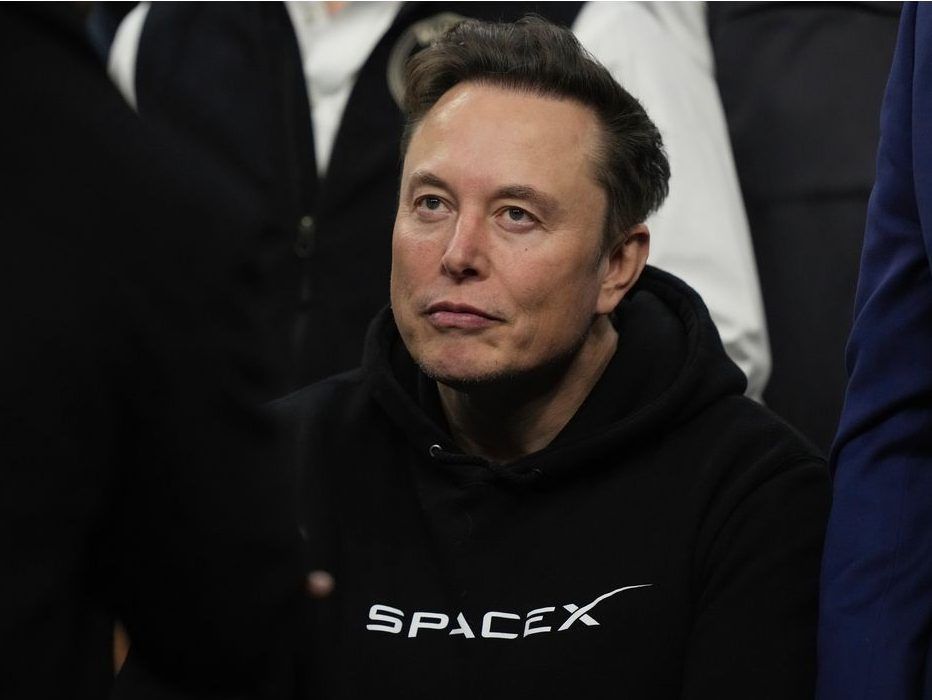 Elon Musk attends the NCAA wrestling championship finals on Saturday, March 22, 2025, in Philadelphia.