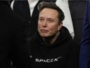 Elon Musk attends the finals for the NCAA wrestling championship, Saturday, March 22, 2025, in Philadelphia.
