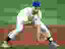 Bo Bichette of the Blue Jays warms up before Game 2 of the 2025 World Series at Rogers Center in Toronto, Saturday, Oct. 25, 2025. The Jays announced Saturday that Bichette will not start in Game 2 after playing in his first game in seven weeks in Game 1 on Friday.