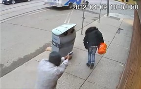 Supreme Court video evidence shows Elijah Mahepat being shot in the back on April 9, 2022, in Toronto. Supreme Court evidence)