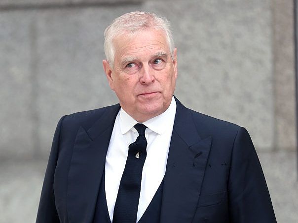 Prince Andrew, Duke of York attends the funeral of the Duchess of Kent at Westminster Cathedral on September 16, 2025 in London, England.