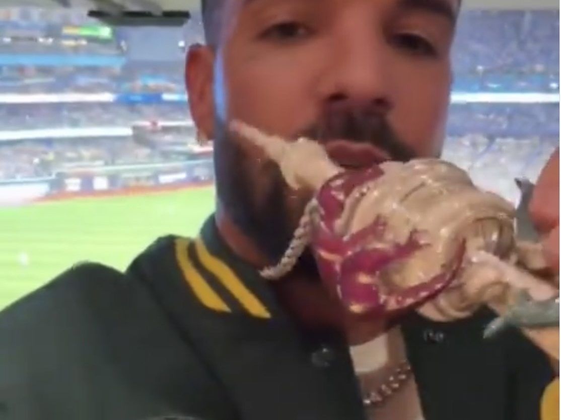 Rapper Drake attends Game 1 of the World Series at Rogers Center on Friday, October 24, 2025.