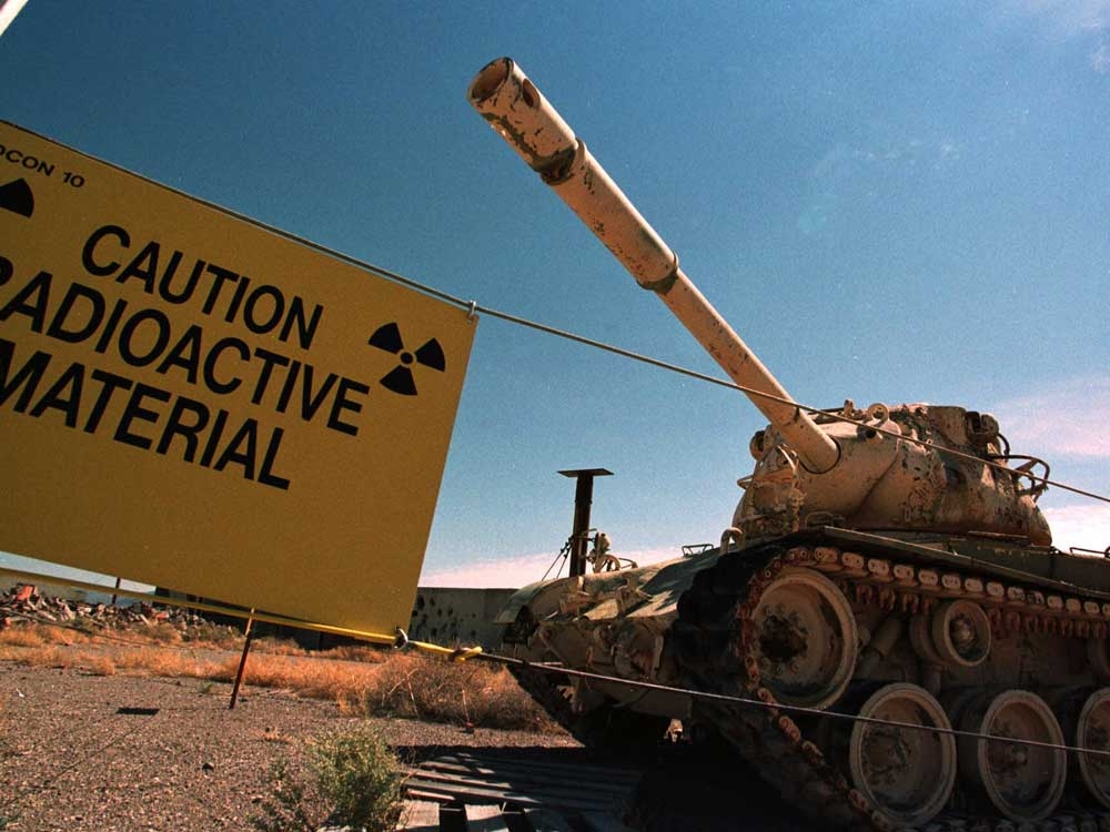 An M-48 tank which fired uranium-tipped shells in the 1970s sits at the Nevada Test Site on Aug. 24, 1999.  An M-48 tank which fired uranium-tipped shells in the 1970s sits at the Nevada Test Site on Aug. 24, 1999.