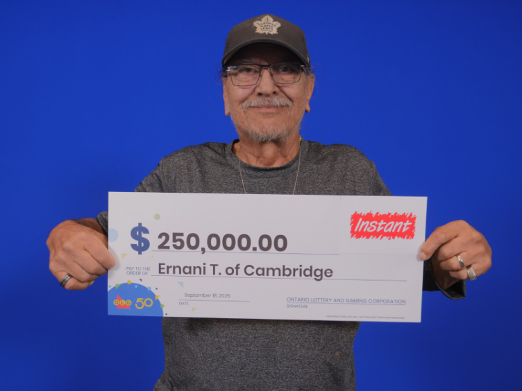 Cambridge forklift operator Ernani Trivelli won $250,000 in Instant Diamond Dollars.