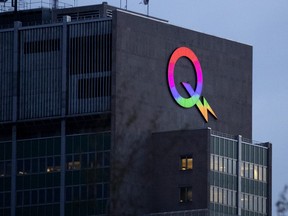 The Hydro Quebec logo can be seen on the building.