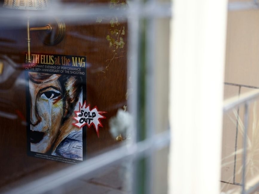 A play at London’s Magdala pub earlier this year retold the story of Ruth Ellis. (BENJAMIN CREMEL/AFP) A play at London’s Magdala pub earlier this year retold the story of Ruth Ellis. (BENJAMIN CREMEL/AFP)