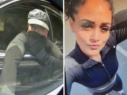 Suspect Leica Doreen Lopez Martinez seen in alleged victims car using ATM and on social media.