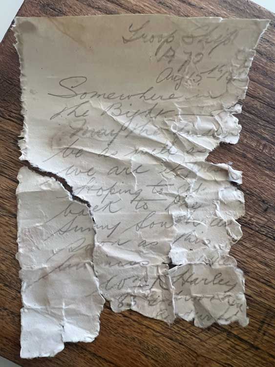 This photo provided by Deb Brown shows a letter found in a bottle in Condingup, Australia, on Saturday, October 25, 2025.