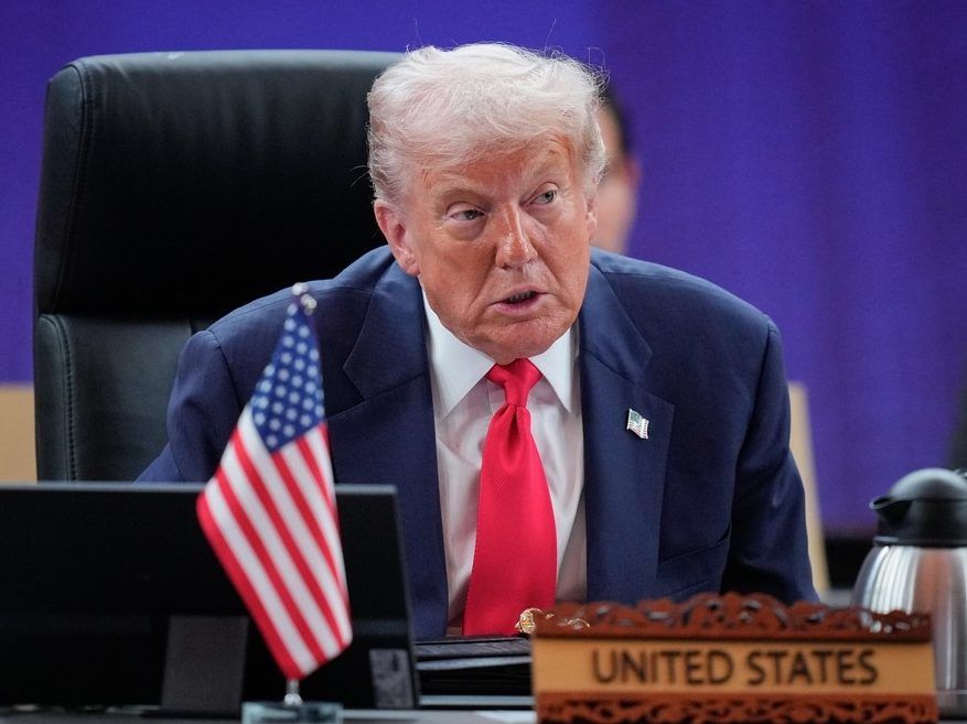 President Donald Trump speaks at the US ASEAN Summit in Kuala Lumpur, Malaysia, Sunday, October 26, 2025.