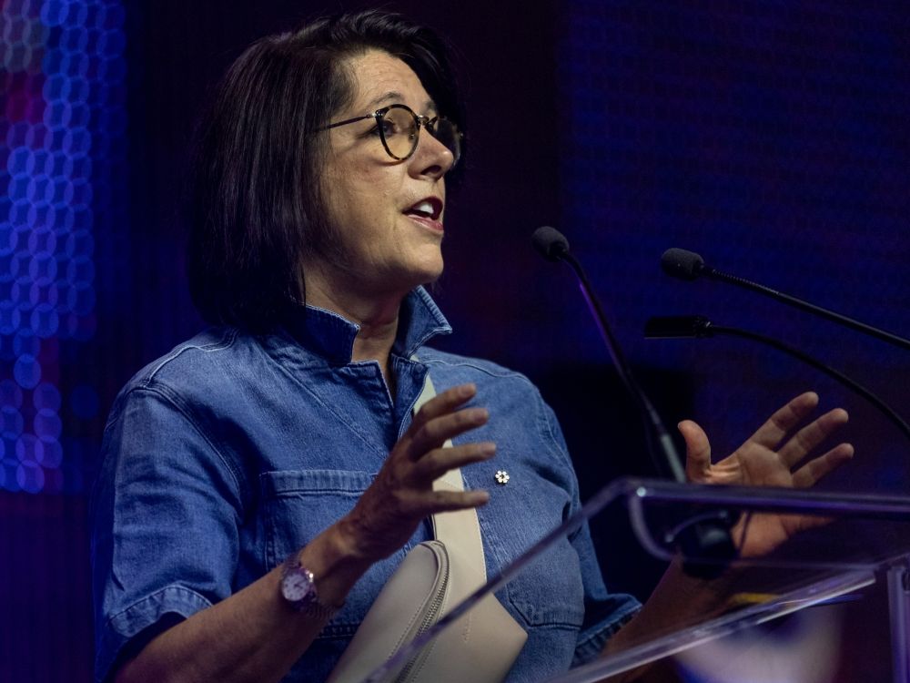 Daniel Sauvageau speaks at a press conference in 2022.