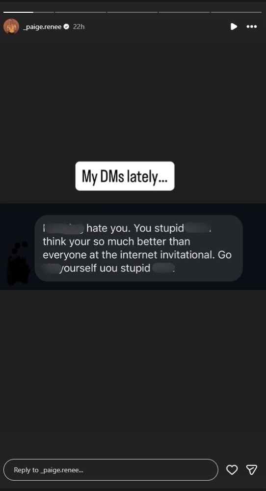 Paige Spiranac posted a screenshot of a direct message she received.