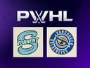 This handout image shows the logos of the PWHL expansion clubs: Seattle Torrent (left) and Vancouver Goldeneyes.