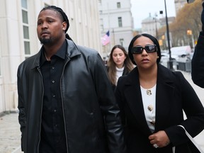 Cleveland Guardians pitcher Luis Ortiz arrives for arraignment in U.S. District Court for the Eastern District of New York on November 12.