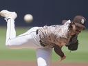 San Diego Padres starting pitcher Dylan Keys works against a Boston Red Sox batter during a game earlier this year.
