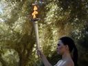 Actresses perform during the rehearsal for the Olympic Flame lighting ceremony for the Cortina 2026 Winter Olympic Games in Milan at the Temple of Hera on November 24, 2025 in Olympia, Greece.