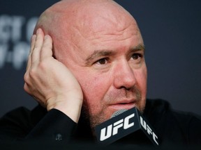 Dana White, UFC President, speaks during a press conference following the UFC 229 mixed martial arts event on October 6, 2018 in Las Vegas.