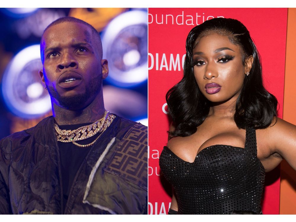 Tory Lanez performs at the HOT 97 Summer Jam 2019 in East Rutherford, New Jersey on June 2, 2019 (left) while Megan Thee Stallion attends the 5th Annual Diamond Ball Charity Gala in New York City on September 12, 2019.