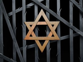 The star of David at the Jewish memorial at the Dachau concentration camp memorial site where more than 43,000 people were murdered and over 200,000 were imprisoned during the Nazi terror reign from 1933-1945, in Dachau, Germany, April 24, 2025.