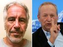 This combo shows Jeffrey Epstein, left, and U.S. economist Larry Summers.