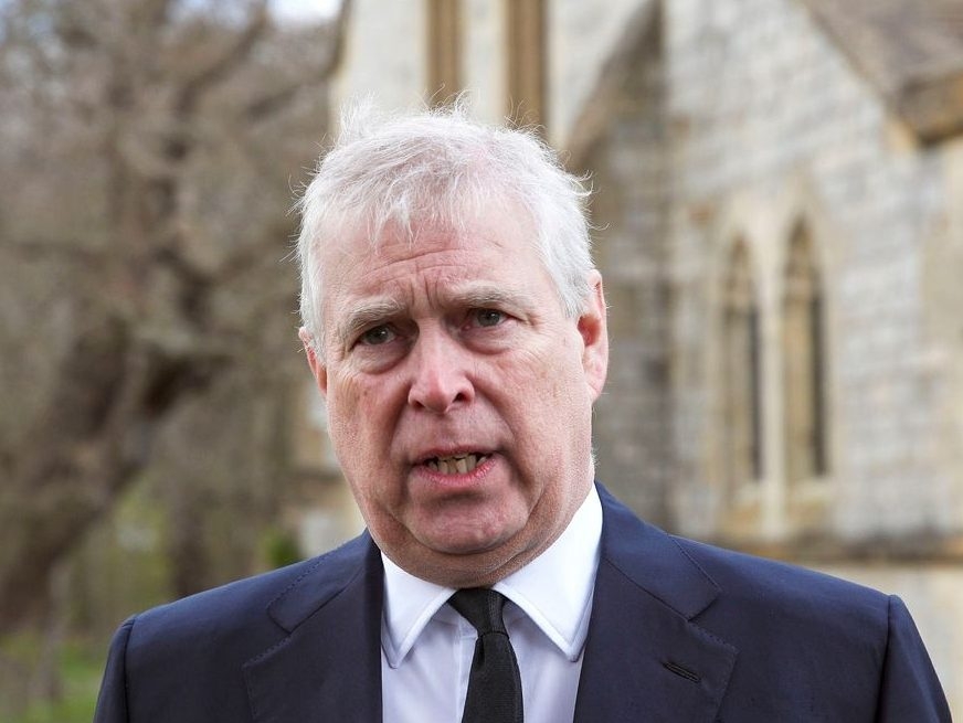  Britain’s former Prince Andrew speaks during a television interview at the Royal Chapel of All Saints at Royal Lodge in Windsor, April 11, 2021.