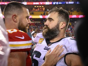 Travis Kelce, left, and Jason Kelce