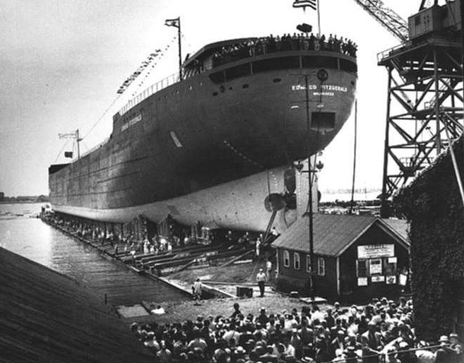  JUNE 1958: The launch of the Edmund Fitzgerald. GREAT LAKES SHIPWRECK MUSEUM